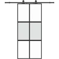 vidaXL Porte coulissante avec ferrure noire 90x205 cm verre trempé