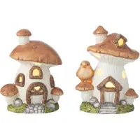 J-Line Maison champignon led porcelaine mix assortiment de 2