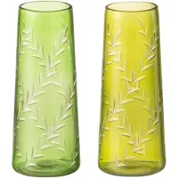 J-Line Vase feuil verre vert small assortiment de 2