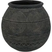 J-Line Vase cruche cercle ciment noir/marron small