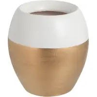 J-Line Vase bord terre cuite blanc/or small