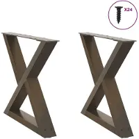 vidaXL Pieds de table basse 2 pcs. Acier naturel 60x(42-43,3) cm Acier