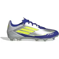 Adidas Bottes de football F50 League Messi La Vida Rapida Pack FG/MG terrain ferme/multiterrain Homme Silver Metallic/Solar Yellow/Lucid Blue