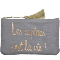 Juleeze JZTB0081BL Trousse de toilette 17x1x11 cm élégante gris or écriture