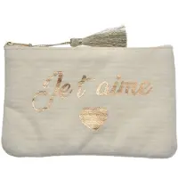 Juleeze JZTB0081W Trousse de toilette Blanc Pochette de toilette avec écriture dorée