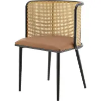 En.casa Chaise de salle à manger 'Flen' set de 2 pièces rembourrées pieds métal brun / noir