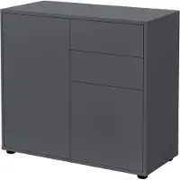 En.casa [en.casa] Commode Stylée Meuble de Rangement Pratique avec 2 Tiroirs 2 Portes Panneau de Particules 74 x 79 x 36 cm Gris Foncé Mat