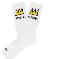 Jimmy Lion Chaussettes Athletic Basquiat crown Taille L 41-46 Blanc