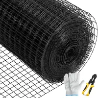 Vevor Grillage métallique 122x1524 cm treillis en acier galvanisé enduit de vinyle calibre 16 maille avec pince coupante et paire de gants tissu pour clôtures de jardin