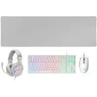 Mars Gaming MCP-RGB3W, Câble, USB, Commutateur à membrane, LED RGB, Blanc, Souris incluse