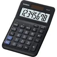 Casio Calculatrice de bureau MS-8F, 8 chiffres, écran LCD, calcul de taxes, calcul de bénéfices, fonctionnement sur piles/solaire, L 101 x H 148,5 mm, noire