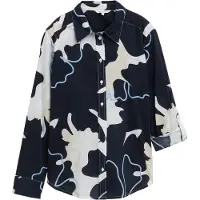 Tom Tailor Printed Collar Long Sleeve Blouse Blanc,Noir 38 Femme