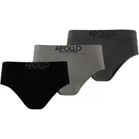 Apollo Underwear Seamless Men Cotton Black/Grey 3 Pieces Size L