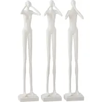 J-Line Figure entendre/voir/se taire resine blanc assortiment de 3