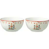 J-Line Boite 2 bol casse-noisette ceramique blanc
