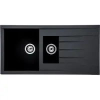 Respekta Evier De Cuisine Evier Encastré 100 X 50 Cm Granit Mineralite Noir