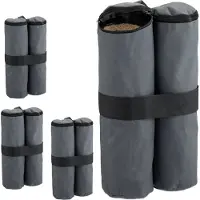 Relaxdays Sacs de sable pour tentes de jardin , lot de 4, tissu Oxford, à remplir de sable, sacs de lestage pour tentes de réception, sacs de poids, gris
