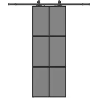 vidaXL Porte coulissante avec ferrure noire 76x205 cm verre trempé
