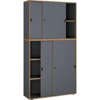 VCM Armoire de bureau en bois Classeur Meuble de bureau Armoire Salia 5 compartiments Largeur 100 cm Portes coulissantes
