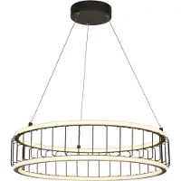 Searchlight 1Lt Cage Led Drum Hanging, 58Cm, Sand Black