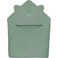 Lionelo Serviette Et Peignoir - Lionelo - Serviette À Capuche En Mousseline - 100% Naturel - 80 X 80 Cm - Dès Le Premier Jour De Vie - Vert