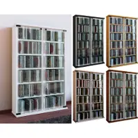 Hioshop Bois CD DVD Stand Étagère Rangement Étagère sur pied Galerie Porte vitrée Bois CD DVD Stand Étagère Rangement Étagère sur pied Galerie Porte vitrée