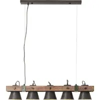 Brilliant Lampe suspendue 5 lumières Decca noir avec du marron