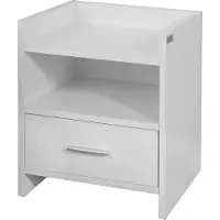 SoBuy FBT66-W Table de chevet blanche - Table d'appoint avec tiroir et 2 étagères - Table basse polyvalente pour chambre, salon et couloir - MDF