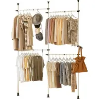 SoBuy - Portemanteau - 4 barres à linge - réglable - 124-226 x 285 cm - blanc