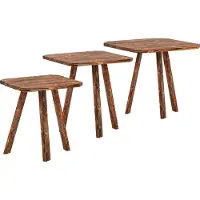 En.casa Set de 3 tables 'Masku' carrées en bois Bois foncé