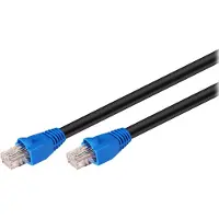 Goobay 94392 CAT 6 Câble patch extérieur, U/UTP, noir, 20 m - CCA Matériau cuivre mélangé pour applications SOHO, gaine extérieure PE