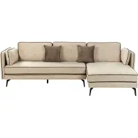 Beliani Canapé D'angle Altan Beige Velours Côté Gauche