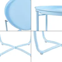 En.casa Table plateau 'Sandefjord' ronde avec un plateau amovible acier 53 x 40 cm bleu ciel