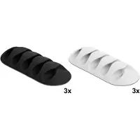 DeLOCK - Support de câbles - montage sur table, montage en surface, adapté au montage mural - noir, blanc (pack de 6)
