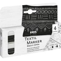 Kreul 92751 Textile Marker Black & White Set Ensemble de marqueurs textiles 2 mm Black & White 4 pièces