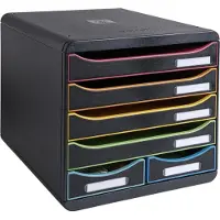Exacompta BIG BOX MAXI Black Office noir/arlequin, 6 tiroirs ouverts (4 grands/2 petits) A4/A4+, silencieux, 25 ans