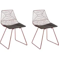 Beliani Chaise de salle à manger en métal Set of 2 Pink Gold Beatty Lumarko