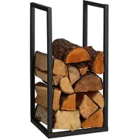 Relaxdays Étagère à bois , en métal, dimensions : 60 x 30 x 30 cm, étagère d'intérieur pour bois de chauffage, pour bûches, bois empilé, noir