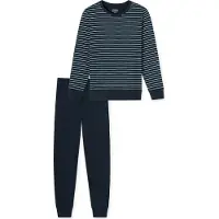 Schiesser Pyjama 'UNCOVER Nightwear' bleu foncé / blanc