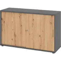 Hammerbacher Armoire à portes coulissantes 2OH 120cm BS graphite/chêne rouvre (120 x 40 x 74.80 cm)