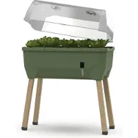 Gusta Garden Sammy Salad, jardinière, modèle sur pied, polypropylène (PP), bois, anthracite, bois, rectangulaire, intérieur/extérieur