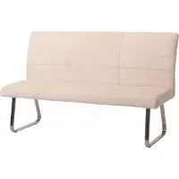 MCW Banc -G55, Banc de salle à manger, inox brossé Tissu/Textile Chenille Öko-Tex, 180cm ~ crème
