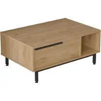 En.casa Table basse « Majaajoå » avec porte rabattable, 90 x 60 x 38 cm, aspect chêne