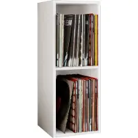 Hioshop Bois Disques vinyles LP Stand Étagère d'archivage Support de rangement Platto 2 compartiments Bois Disques vinyles LP Stand Étagère d'archivage Support de rangement Platto 2 compartiments