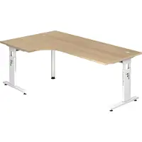 Hjh OFFICE PRO MEGA 82 W - Pied en C en bois argenté 200 x 120, réglable en hauteur, chêne/blanc
