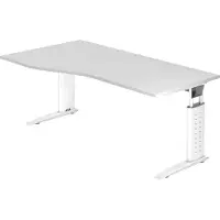 Hjh OFFICE PRO US18 höhenverstellbarer Schreibtisch weiß Trapezform