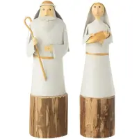 J-Line Marie et joseph sur pied acier/bois blanc/or assortiment de 2