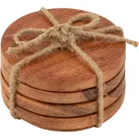J-Line Set 4 sous verre rond bois d'acacia fonce naturel