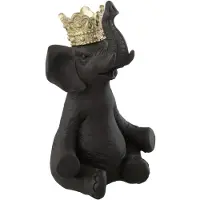 J-Line Elephant couronne resine noir/or small