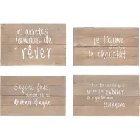 Jline Panneaux positifs bois naturel assortiment de 4